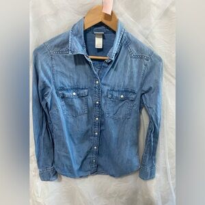 VTG H&M L.O.G.G. Heavyweight 100% Cotton Western Denim Shirt Sz.4EUC